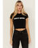Image #1 - Boot Barn Women's Logo Short Sleeve Graphic Baby Tee, Black, hi-res