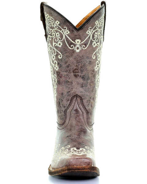 Image #4 - Corral Kids' Embroidered Square Toe Western Boots, Brown, hi-res