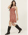 Image #1 - Cleo + Wolf Women's Brina Embroidered Mini Dress, Brick Red, hi-res