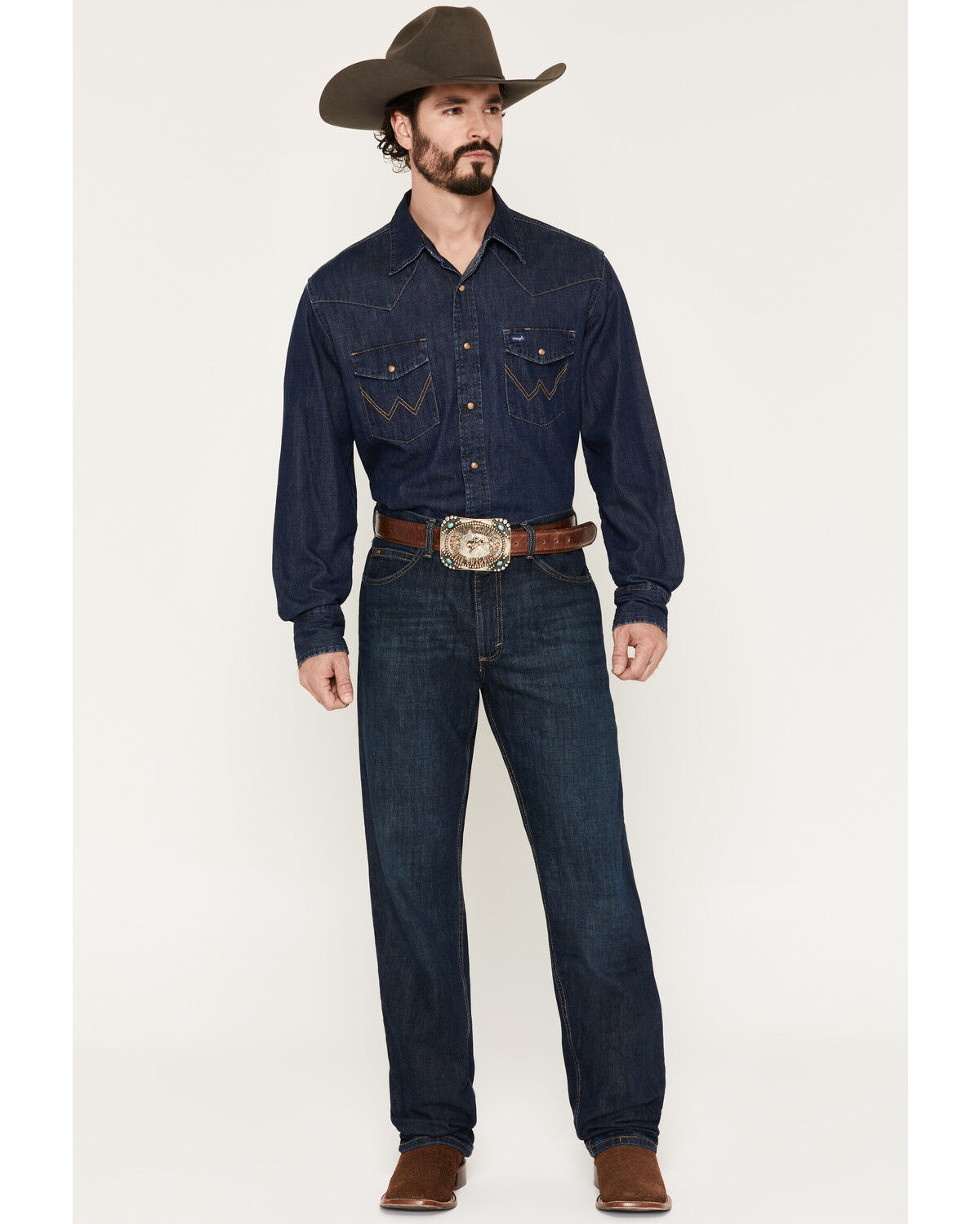 Image #1 - Wrangler 20X Men's Competition Low Rise Relaxed Fit Bootcut Jeans, Dark Blue, hi-res