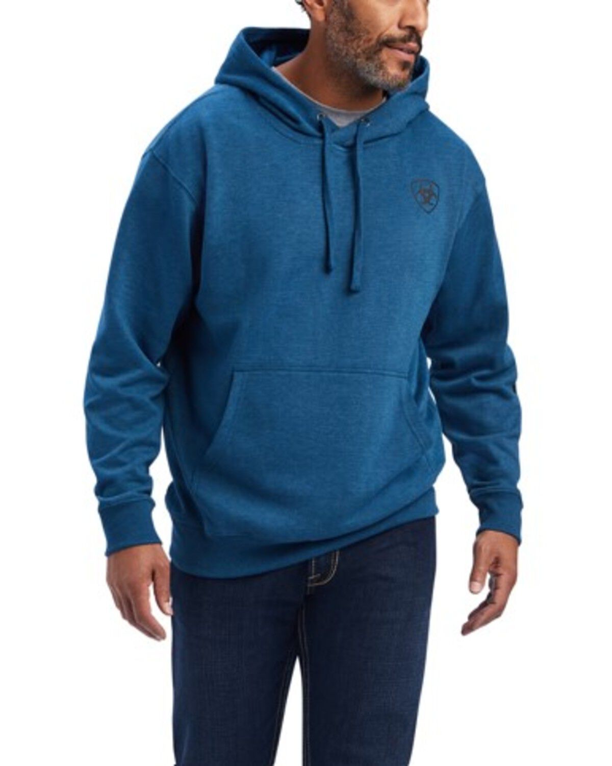 Ariat Men's Logo Graphic Hooded Sweatshirt, Blue, hi-res