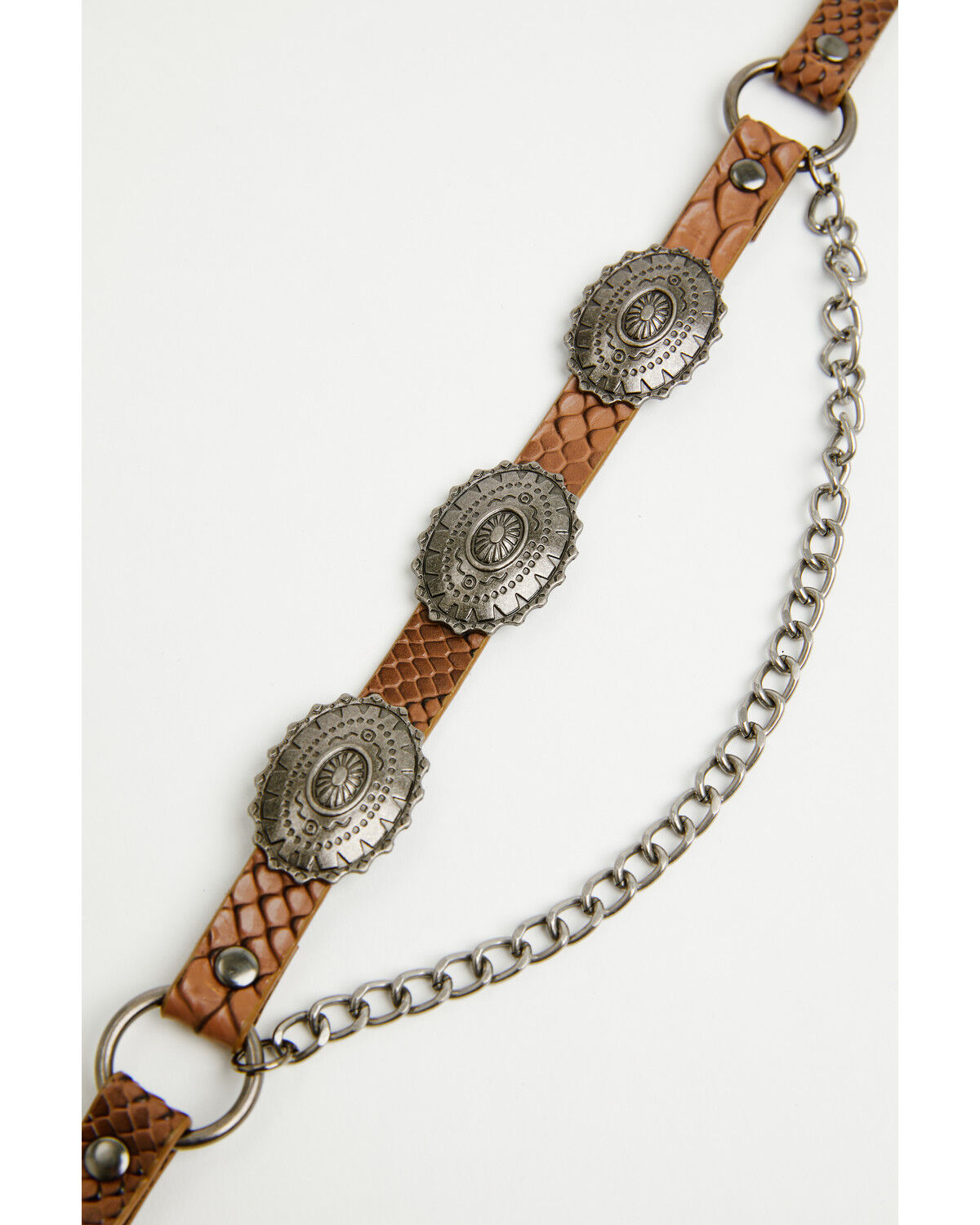 Image #4 - Shyanne Women's Scalloped Concho Boot Bracelet with Chain, Brown, hi-res