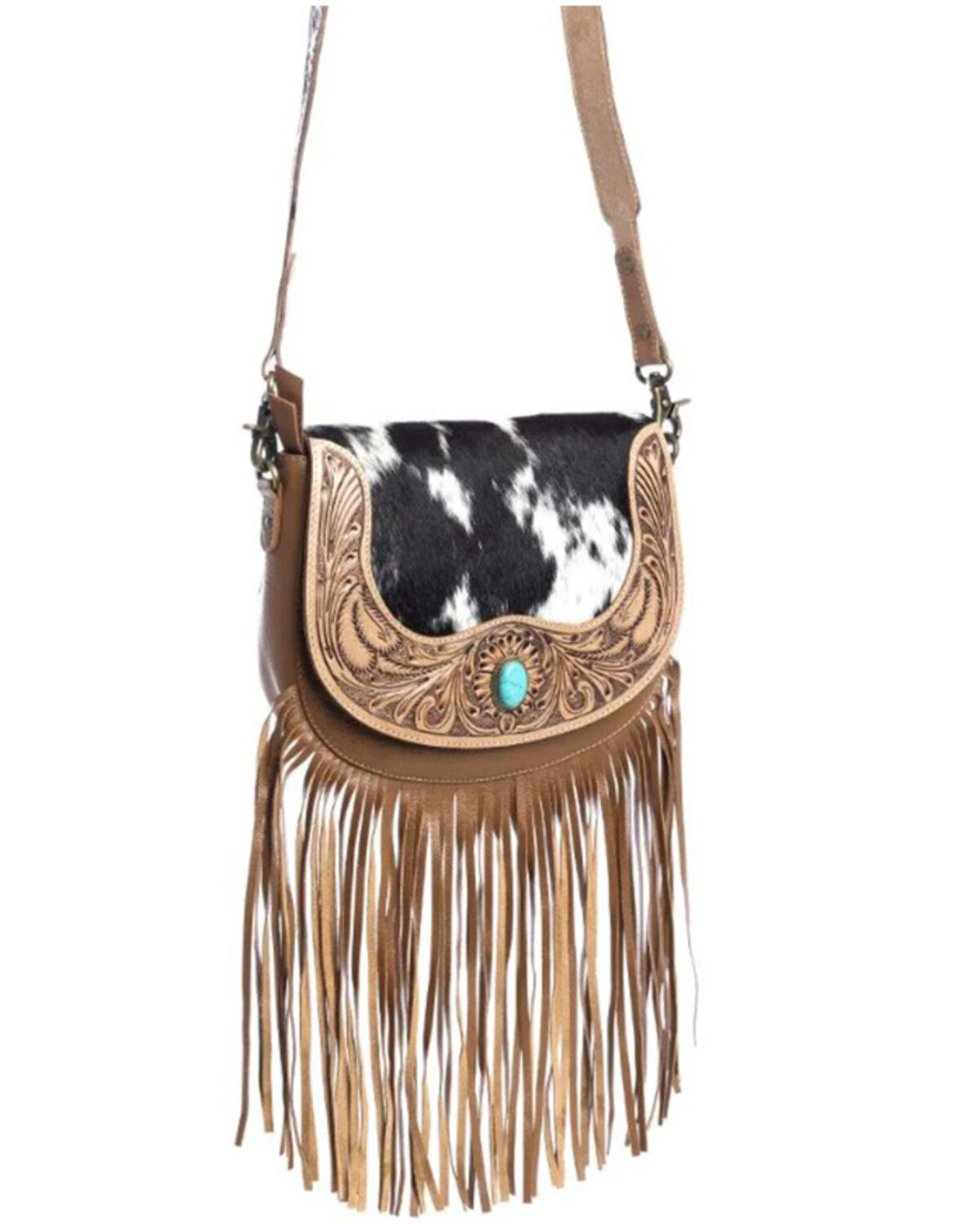 Image #1 - Myra Bag Women's Tamaya Trail Hand Tooled Crossbody Bag, Brown, hi-res