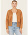 Image #1 - Miss Me Women's Crochet Faux Suede Jacket , Rust Copper, hi-res