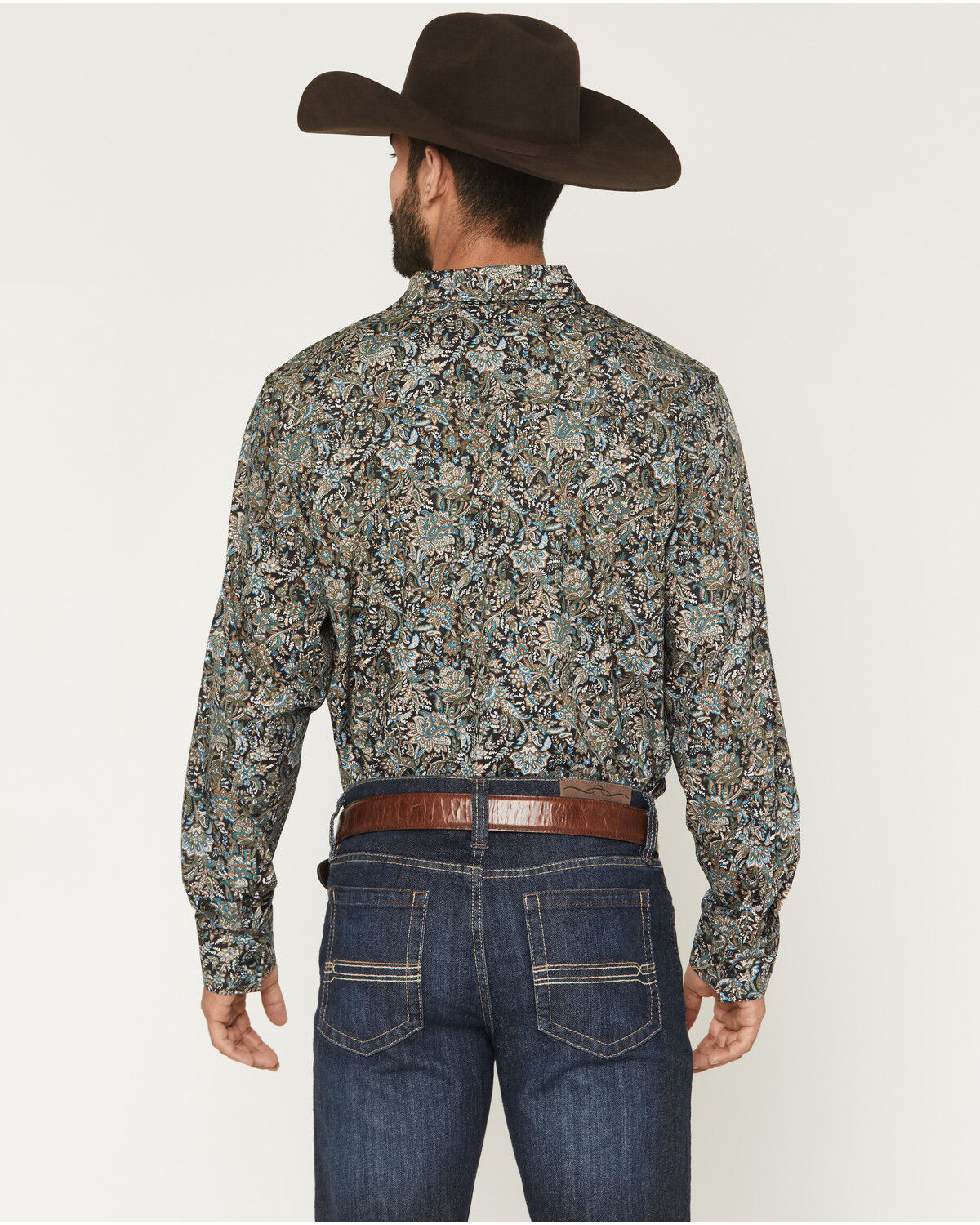 Image #4 - Gibson Trading Co Men's Last Call Paisley Print Long Sleeve Butt-Down Western Shirt - Tall, Black, hi-res