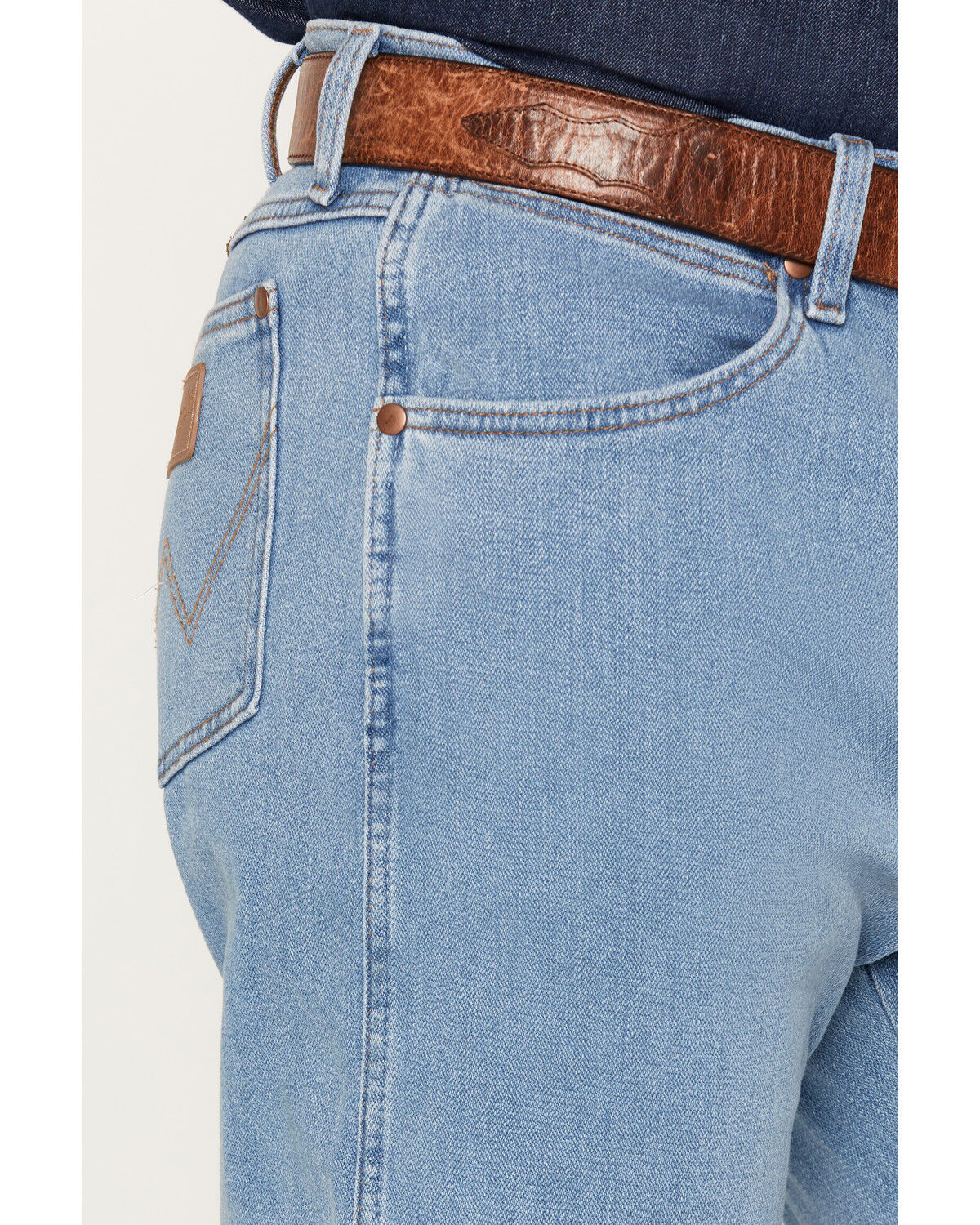 Image #2 - Wrangler Men's 13MWZ Toughlite Medium Wash Cowboy Cut Straight Stretch Denim Jeans, Medium Wash, hi-res