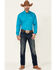 Image #2 - Cinch Men's Solid Long Sleeve Button-Down Western Shirt, Teal, hi-res