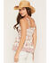 Image #4 - Angie Women's Floral Print Lace Trim Tank Top, Ivory, hi-res