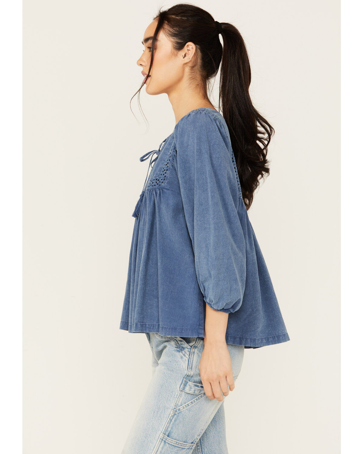 Image #2 - Cleo + Wolf Women's Painters Blouse, Blue, hi-res