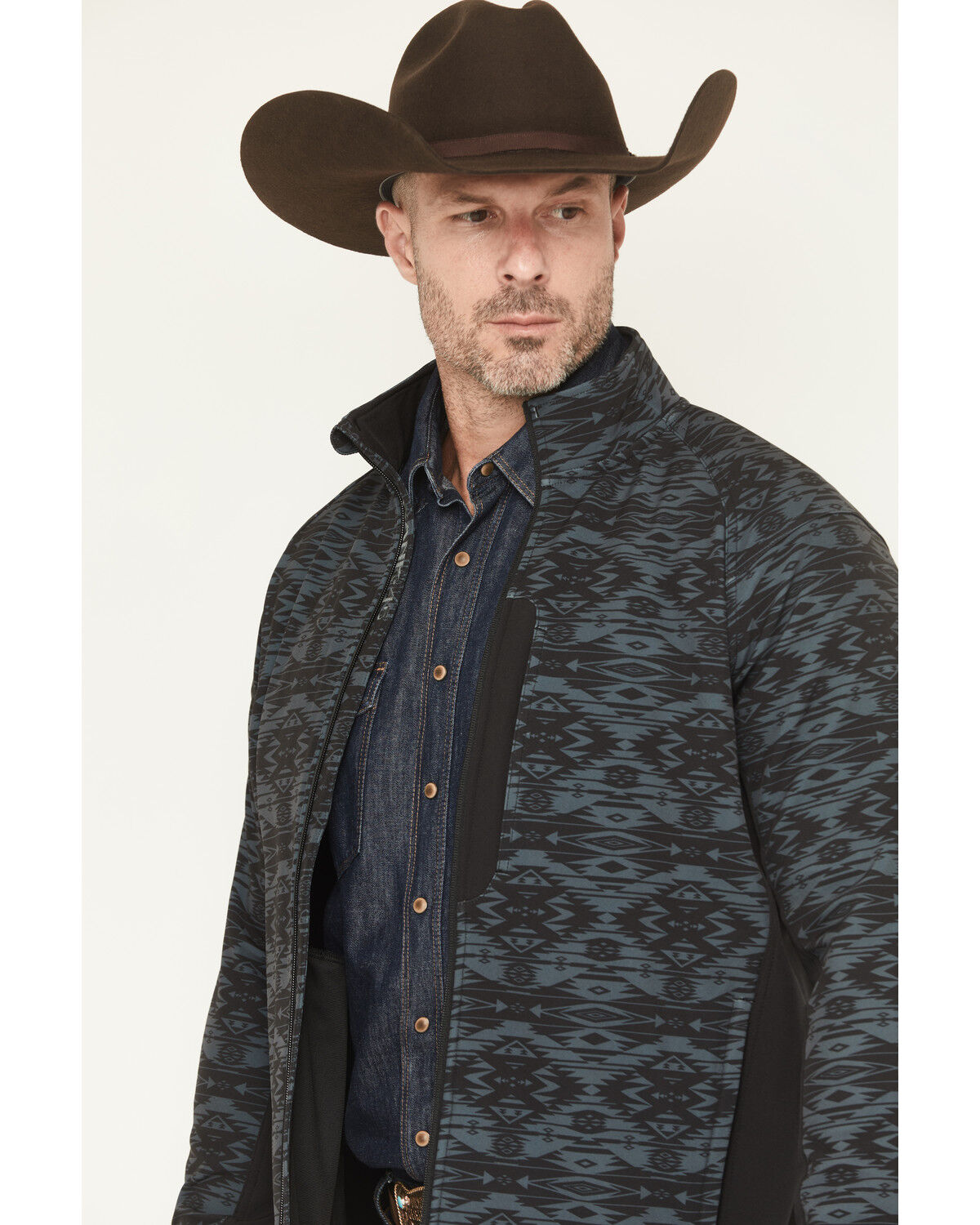 Image #2 - RANK 45&reg; Men's Aries Tonal Southwestern Softshell Jacket - Big, Black, hi-res