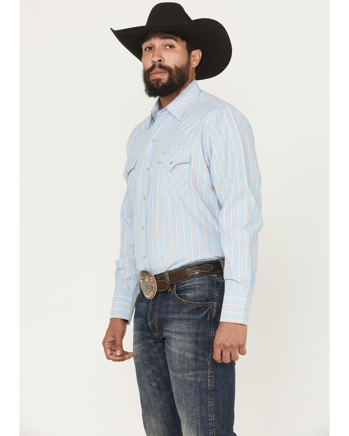 Image #2 - Ely Walker Men's Striped Print Long Sleeve Snap Western Shirt - Tall, , hi-res