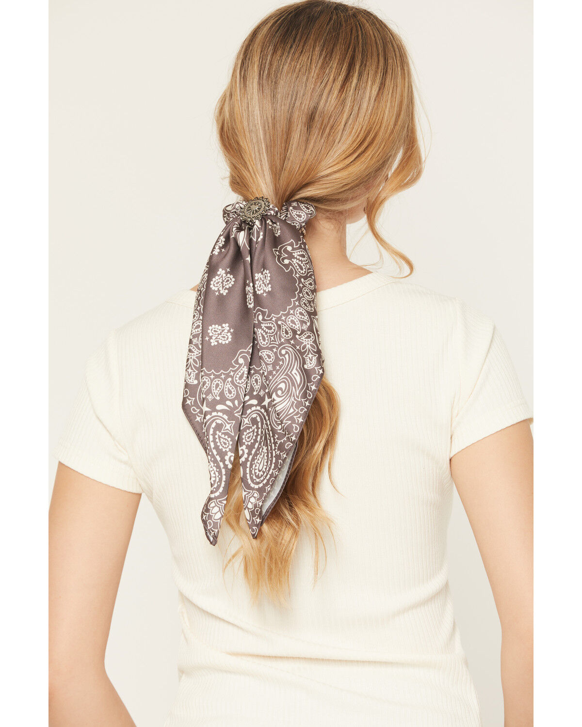 Image #1 - Shyanne Women's Constance Bandana Concho Hair Scrunchie Set - 2 Piece, Chocolate, hi-res