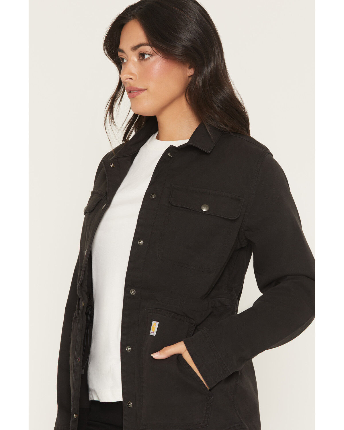 Image #2 - Carhartt Women's Tencel&trade; Fiber Series Relaxed Canvas Coat, Black, hi-res