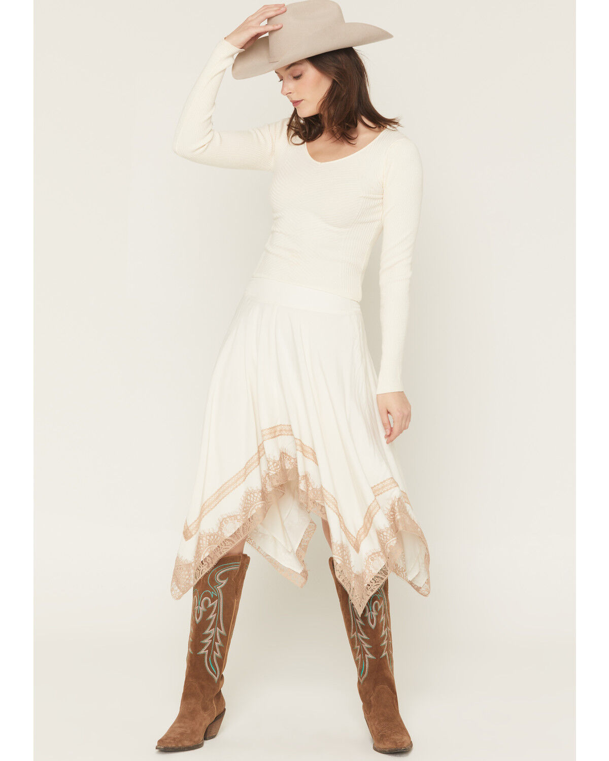 Image #3 - Shyanne Women's Asymmetric Hem Mini Skirt, White, hi-res
