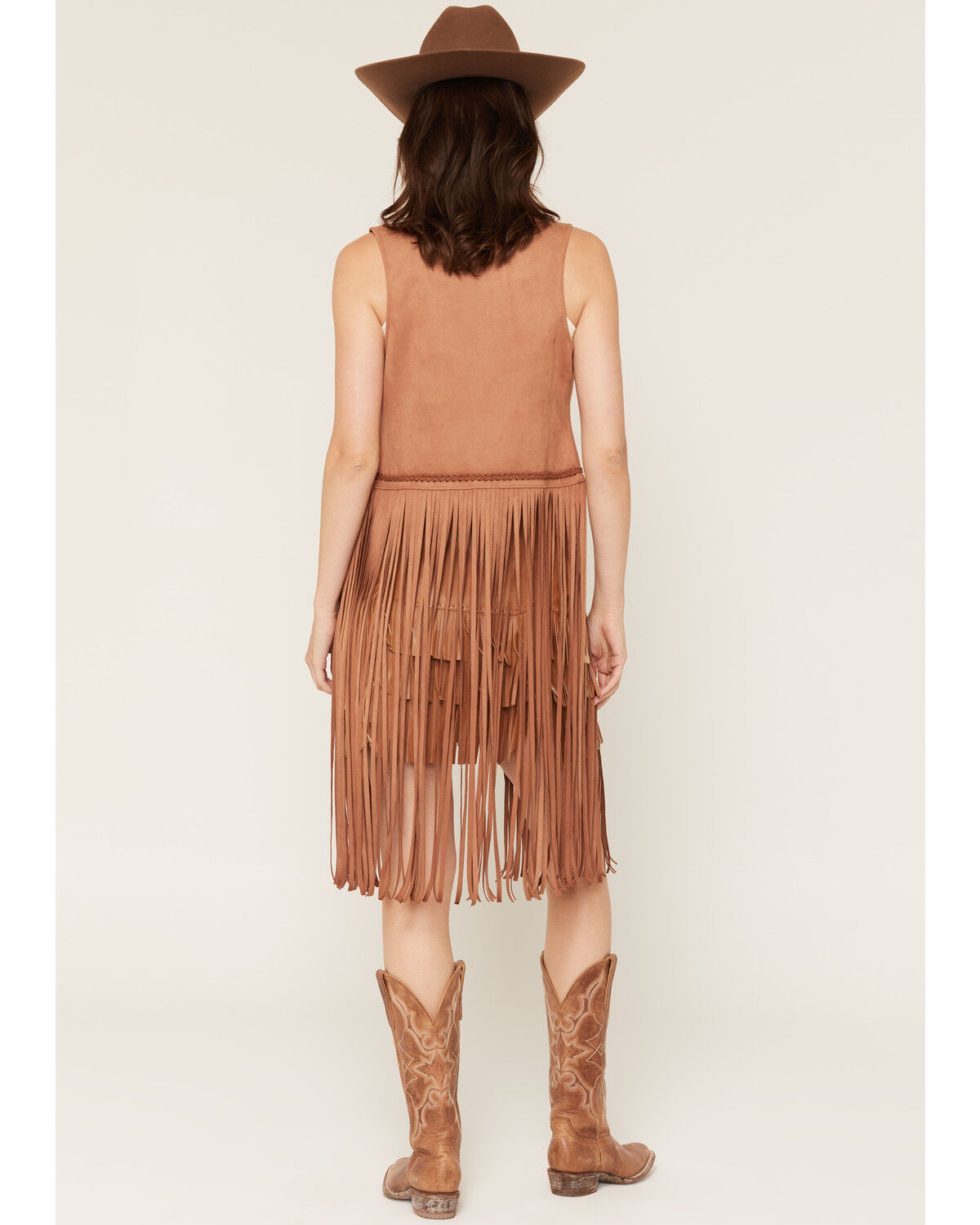 Image #4 - Idyllwind Women's Kirk Faux Suede Long Fringe Vest, Bark, hi-res