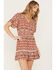 Image #1 - Idyllwind Women's Blossom Flutter Sleeve Smocked Mini Dress, Maroon, hi-res
