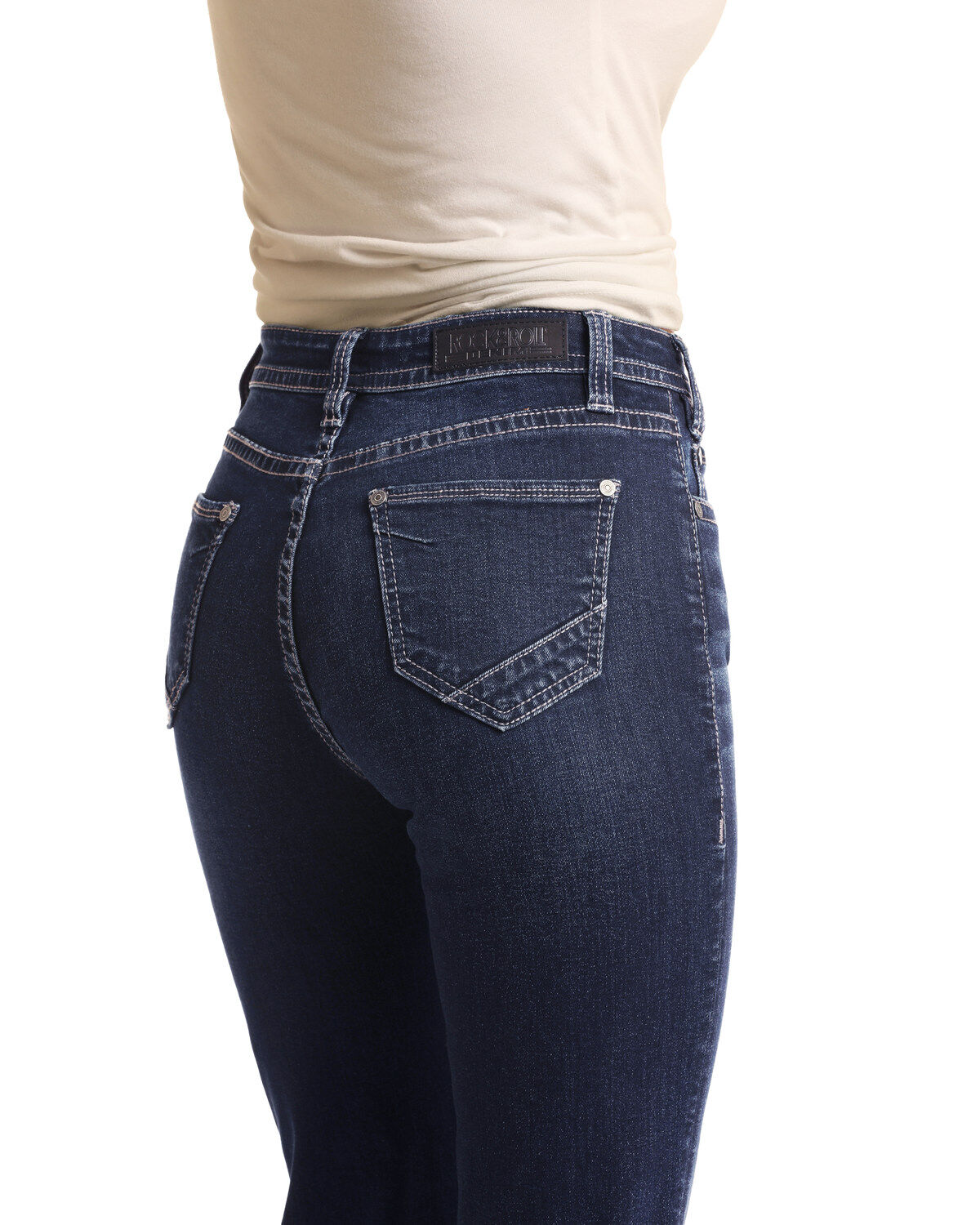 Image #3 - Rock & Roll Denim Women's Button Front Bootcut Jeans, Blue, hi-res