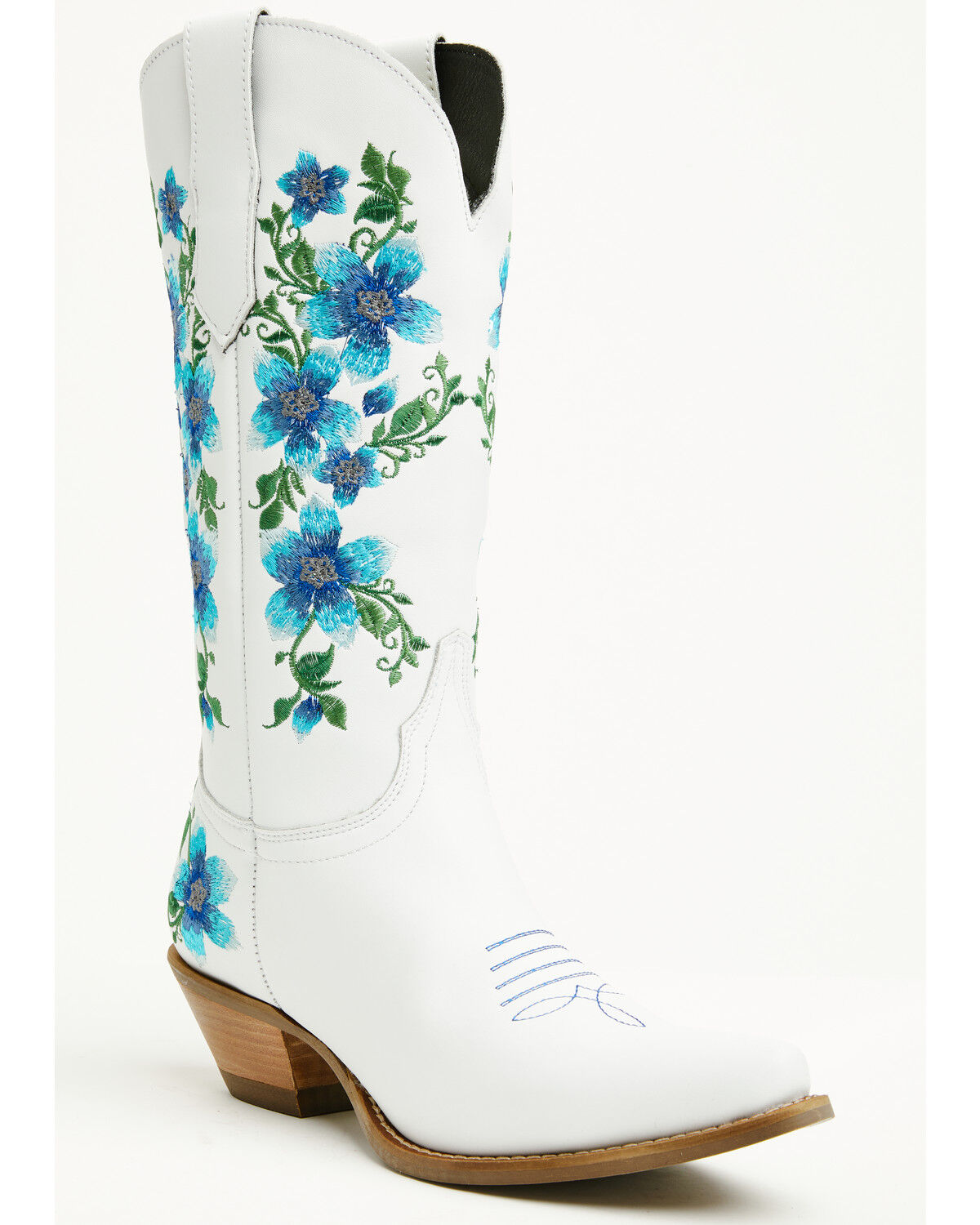 Image #1 - Dingo Women's Posie Western Boots - Snip Toe, Blue/white, hi-res
