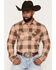 Image #1 - Cody James Men's Range Rider Plaid Print Long Sleeve Button-Down Shirt, Tan, hi-res