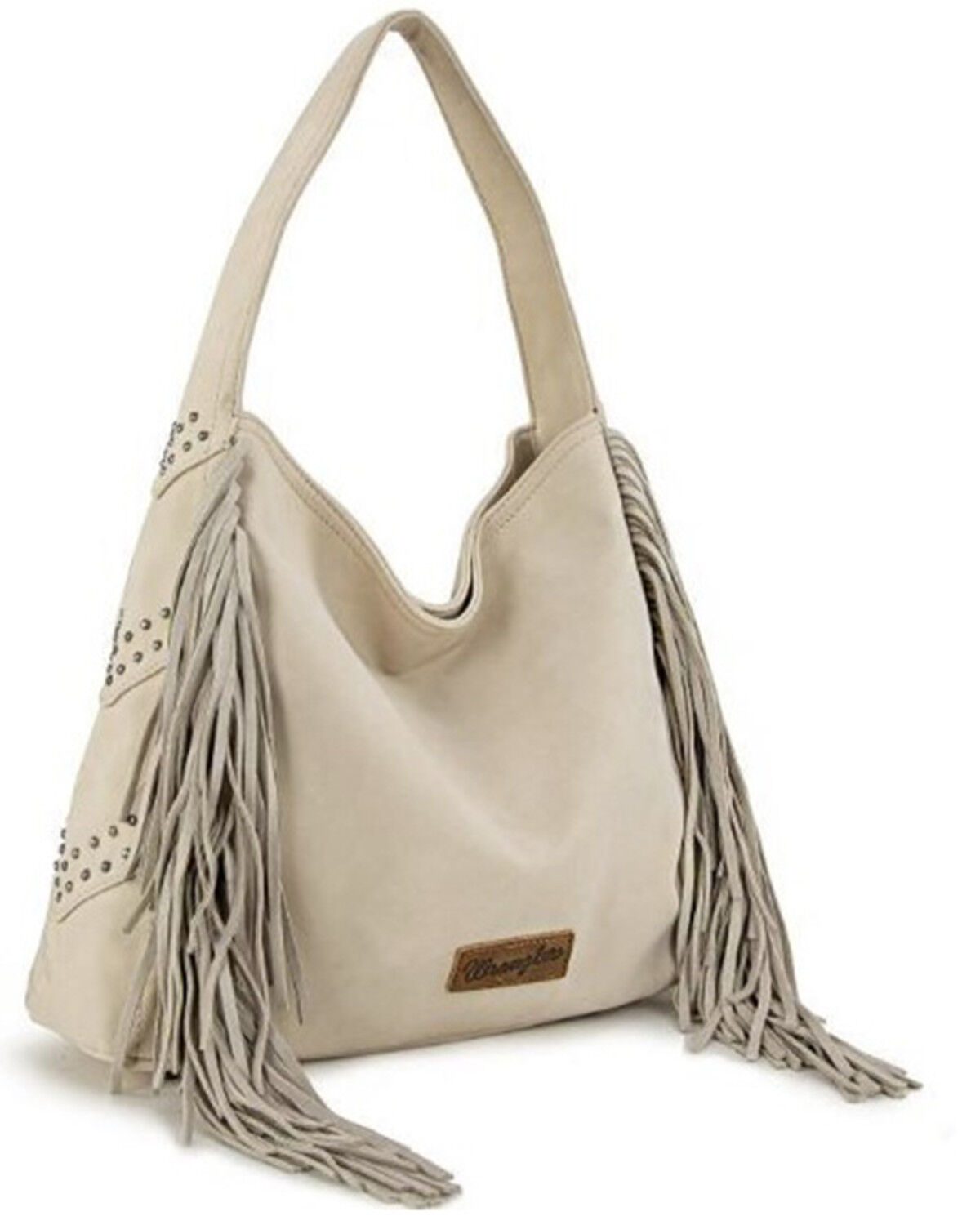 Image #1 - Wrangler Women's Shiloh Fringe Studded Hobo Bag, Beige, hi-res