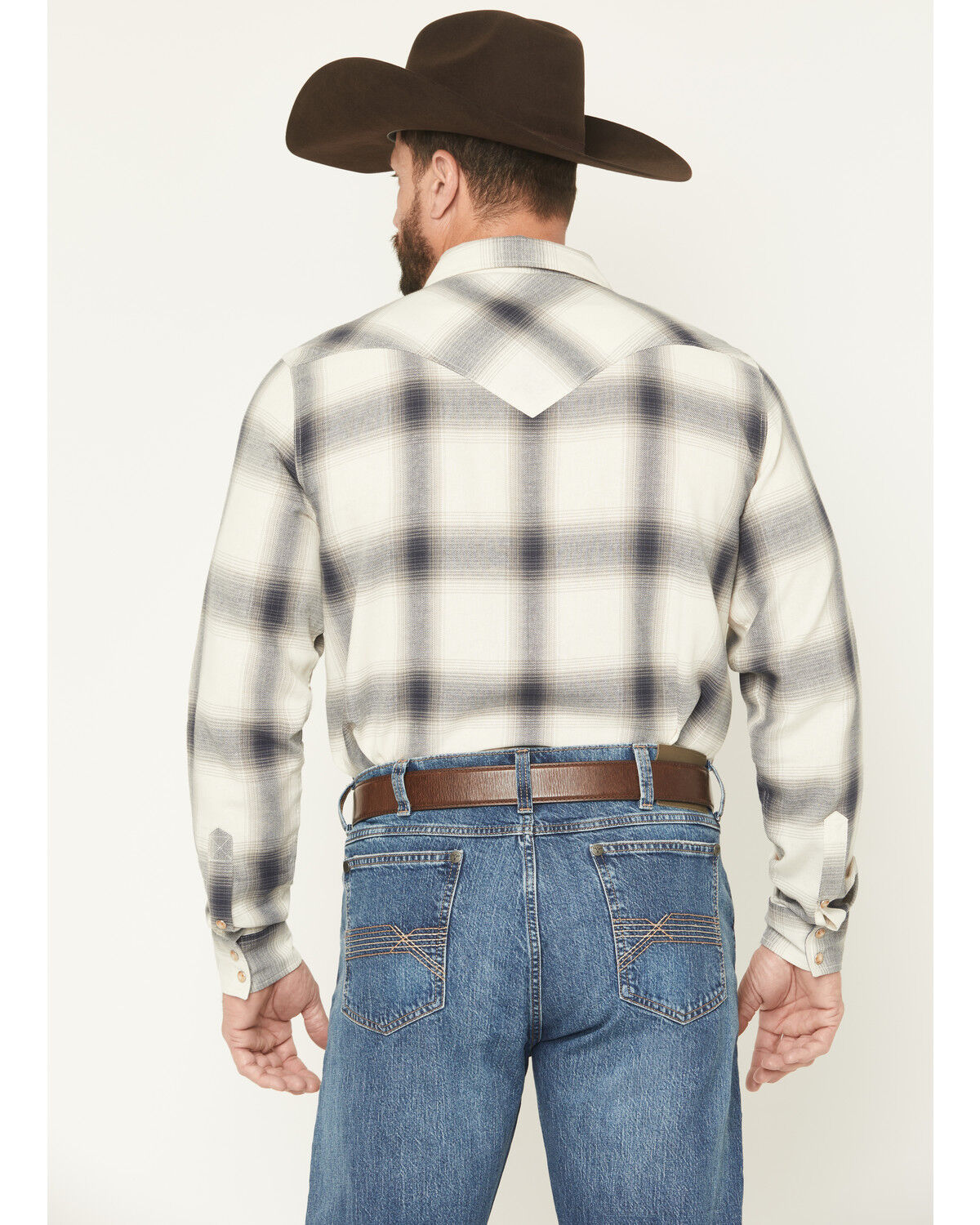 Image #4 - Cody James Men's Ruddiman Plaid Print Long Sleeve Snap Western Shirt - Big, Cream, hi-res