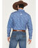 Image #4 - Cowboy Hardware Men's Scatter Paisley Print Long Sleeve Pearl Snap Stretch Western Shirt, Blue, hi-res