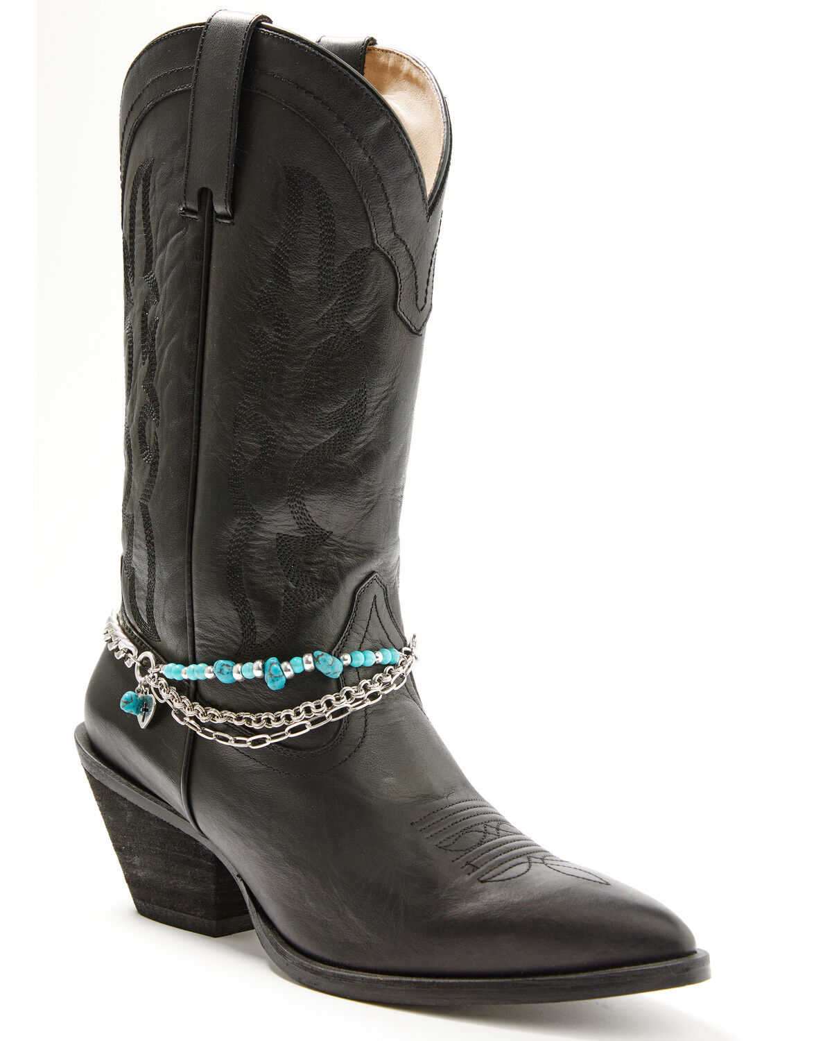 Image #1 - Shyanne Women's Turquoise Stone Chain Boot Charm, Silver, hi-res