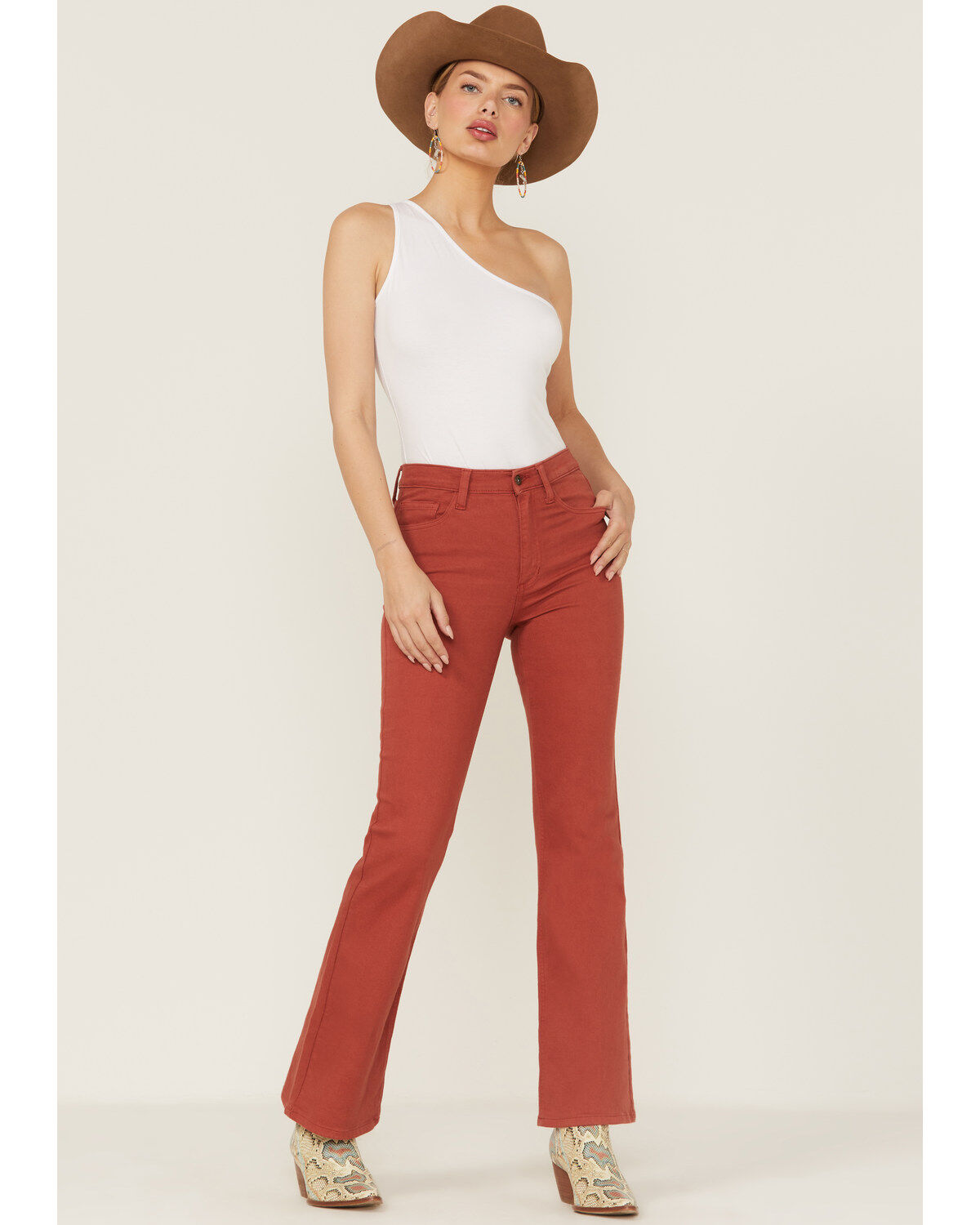 Image #1 - Sneak Peek Women's High Rise Bootcut Jeans, Rust Copper, hi-res