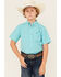 Image #1 - Ariat Boys' Pro Jensen Plaid Print Short Sleeve Button-Down Western Shirt , Turquoise, hi-res