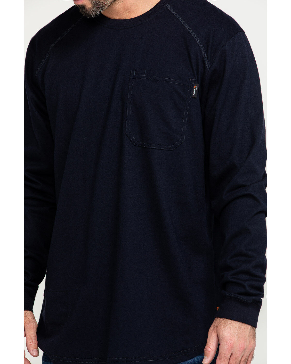 Image #4 - Hawx Men's FR Pocket Long Sleeve Work T-Shirt - Big, Navy, hi-res