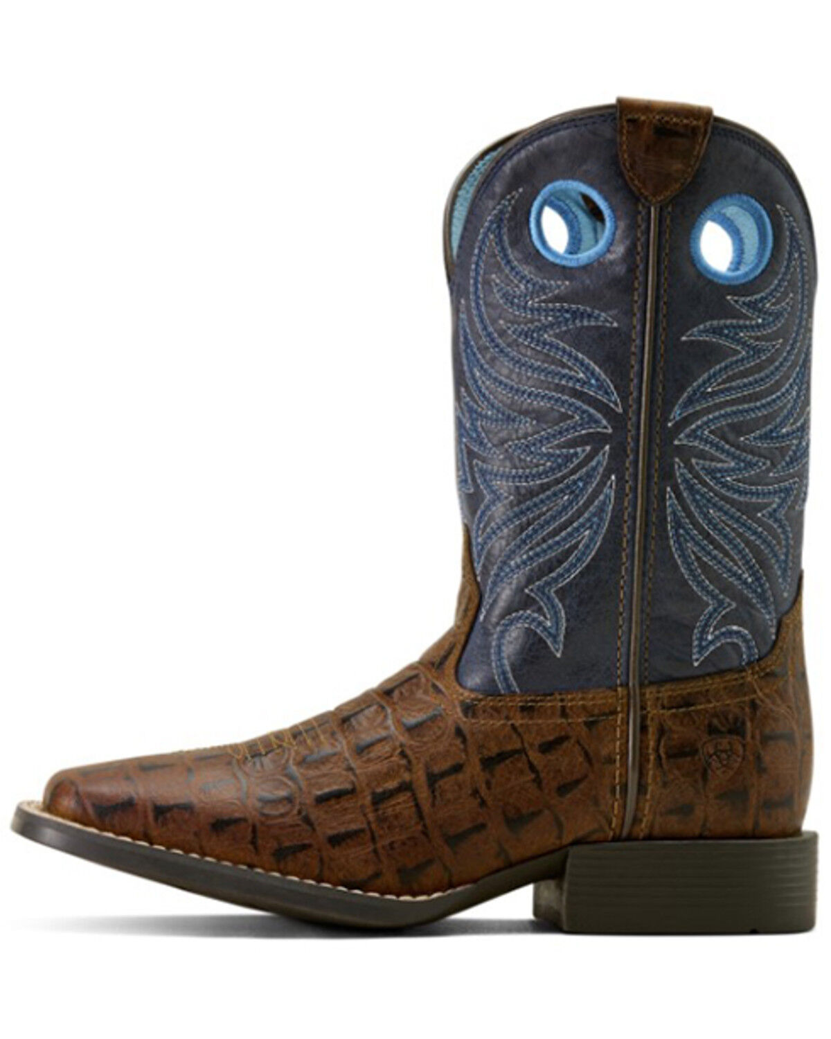 Image #3 - Ariat Boys' Knox Crocodile Print Western Print Western Boots - Broad Square Toe, Navy, hi-res