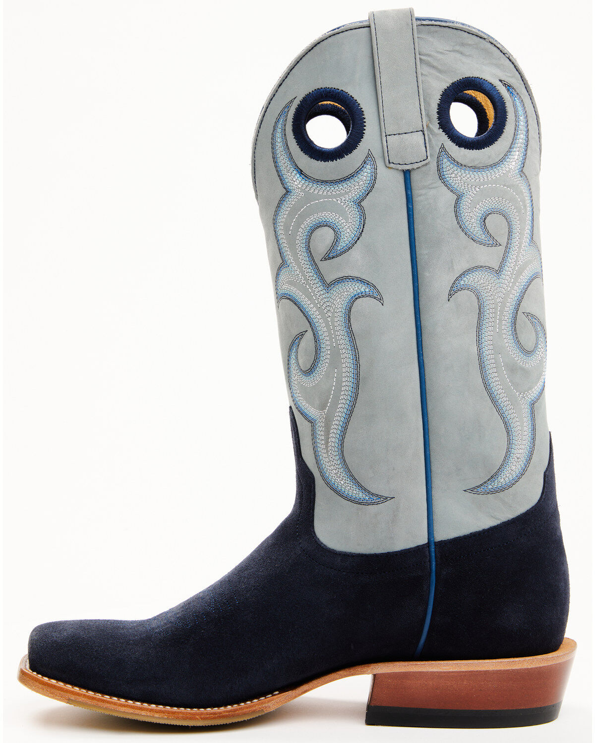 Image #3 - Horse Power Men's Marine Roughout Western Boots - Broad Square Toe, Navy, hi-res