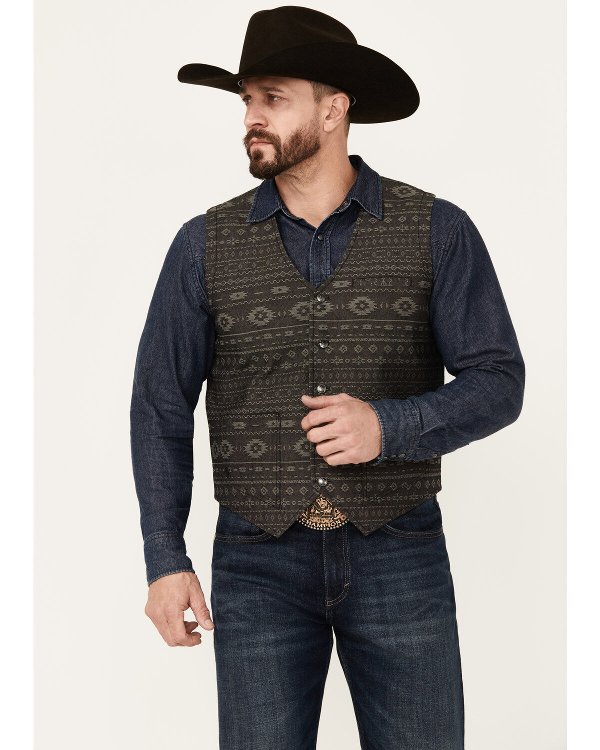 Image #1 - Moonshine Spirit&reg; Men's Regent Southwestern Print Vest, Charcoal, hi-res