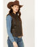 Image #2 - Circle S Women's Zip Front Enzyme Washed Cotton Concealed Carry Vest, Brown, hi-res