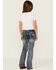 Image #3 - Grace In LA Little Girls' Medium Wash Floral Pocket Stretch Bootcut Jeans, Blue, hi-res