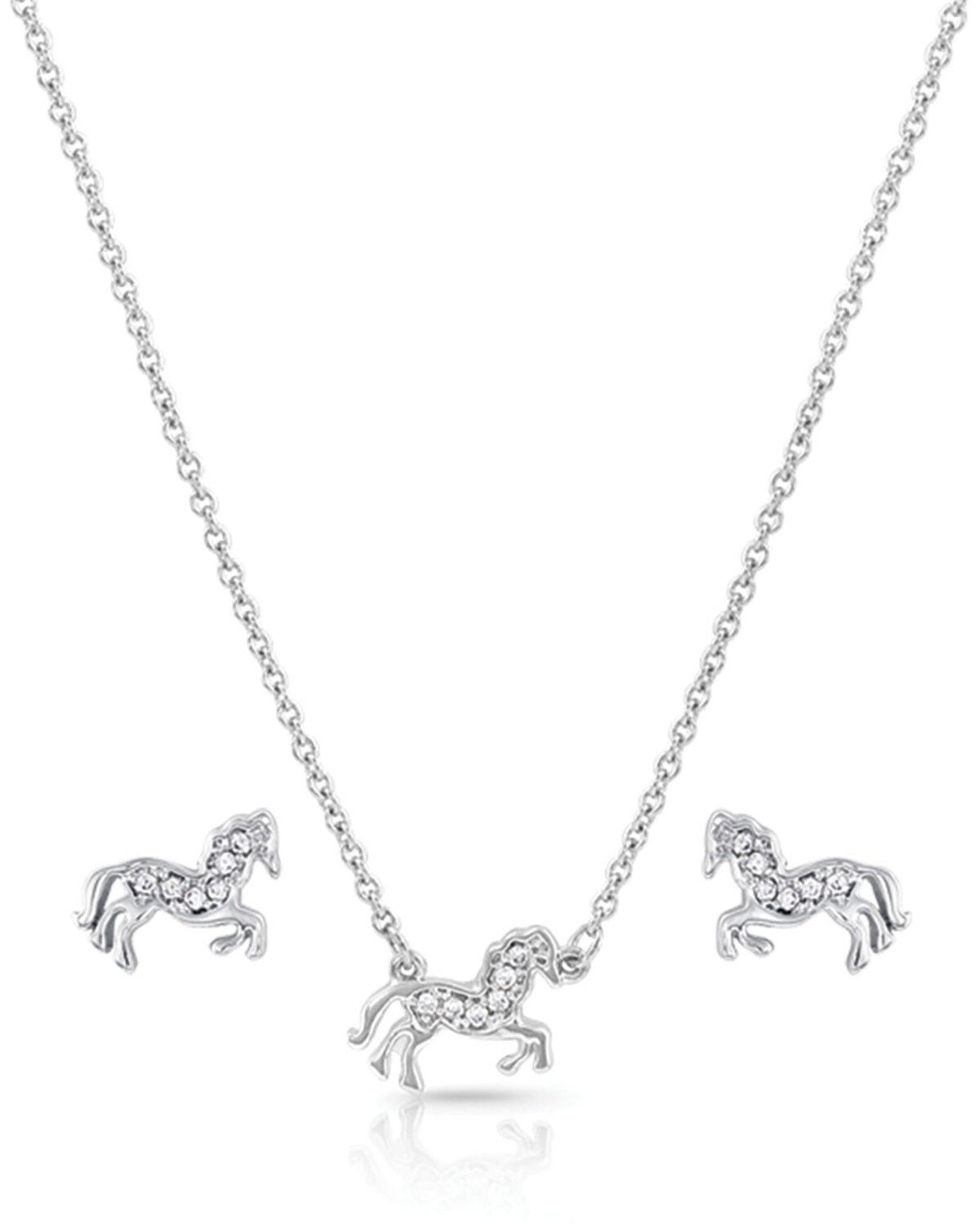 Montana Silversmiths Women's All The Pretty Horses Jewelry Set - 2 Piece, Silver, hi-res