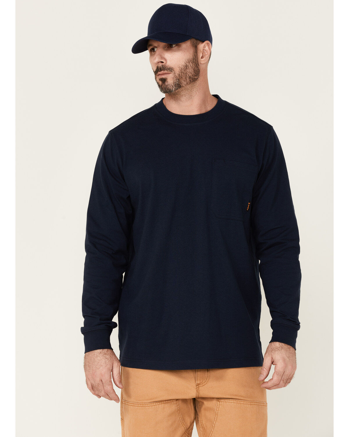 Image #1 - Hawx Men's Solid Navy Forge Long Sleeve Work Pocket T-Shirt - Big, Navy, hi-res