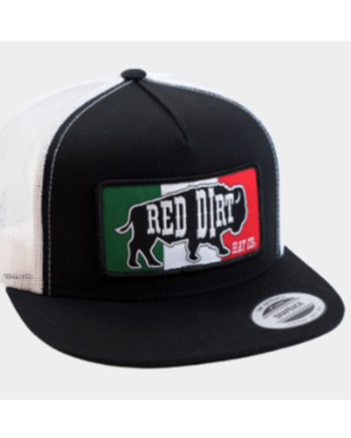 Image #1 - Red Dirt Hat Men's Mexican Flag Patch Mesh Back Ball Cap, Black, hi-res