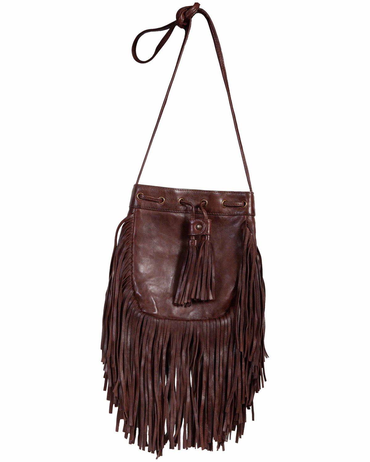Image #1 - Scully Women's Fringe Leather Handbag, Chocolate, hi-res