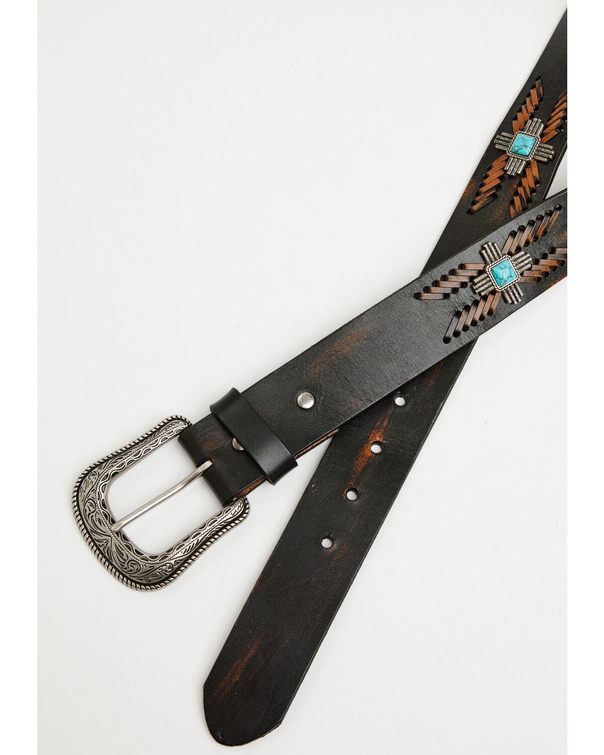 Image #2 - Cody James Men's Concho Whipstitch Belt, Black, hi-res