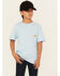 Image #1 - Carhartt Boys' Carhartt Logo Short Sleeve Graphic T-Shirt , Light Blue, hi-res