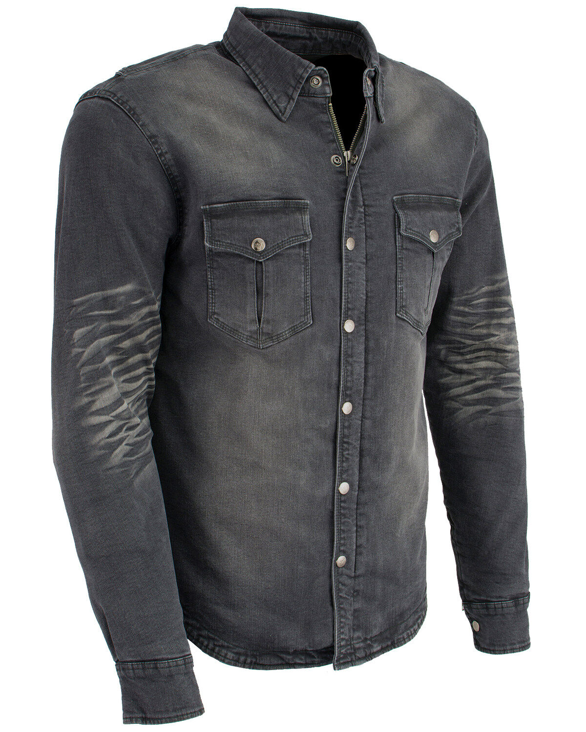 Image #6 - Milwaukee Performance Men's Denim Biker Shirt, Black, hi-res