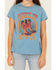 Image #3 - Shyanne Girls' Giddy Up Embellished Short Sleeve Graphic Tee , Blue, hi-res