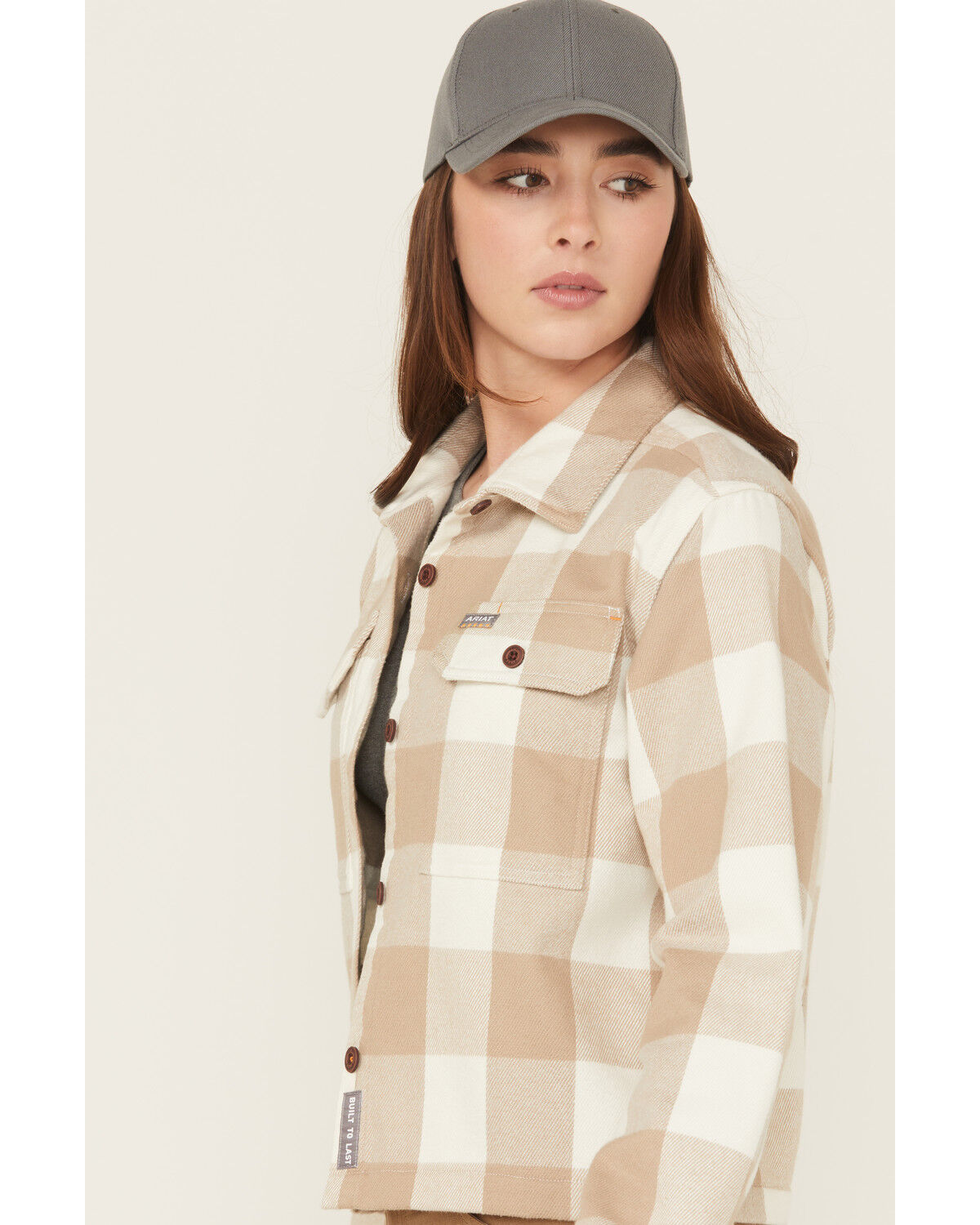 Image #2 - Ariat Women's Rebar Heavy Durastretch Flannel Work Shirt, Beige, hi-res