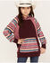 Image #1 - Hooey Girls' Savannah Serape Stripe Print Hoodie, Maroon, hi-res