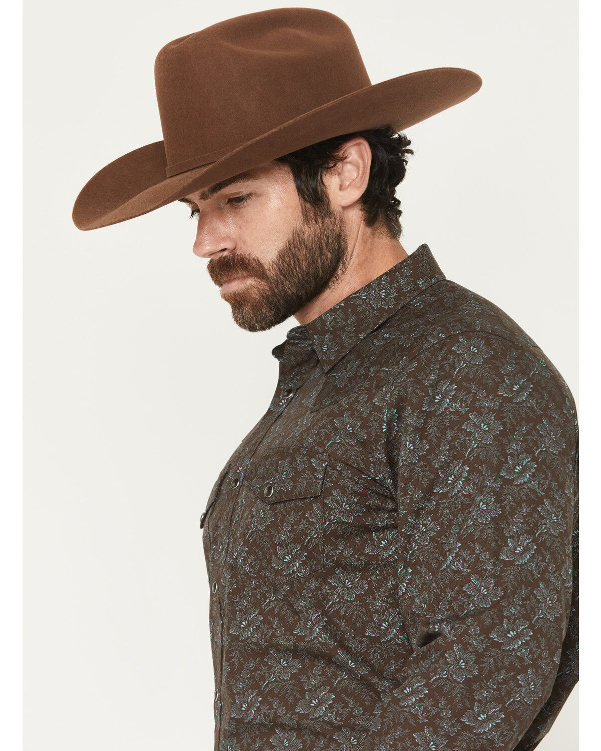 Image #2 - Gibson Trading Co Men's Groovin Floral Print Long Sleeve Snap Western Shirt - Tall, Dark Brown, hi-res