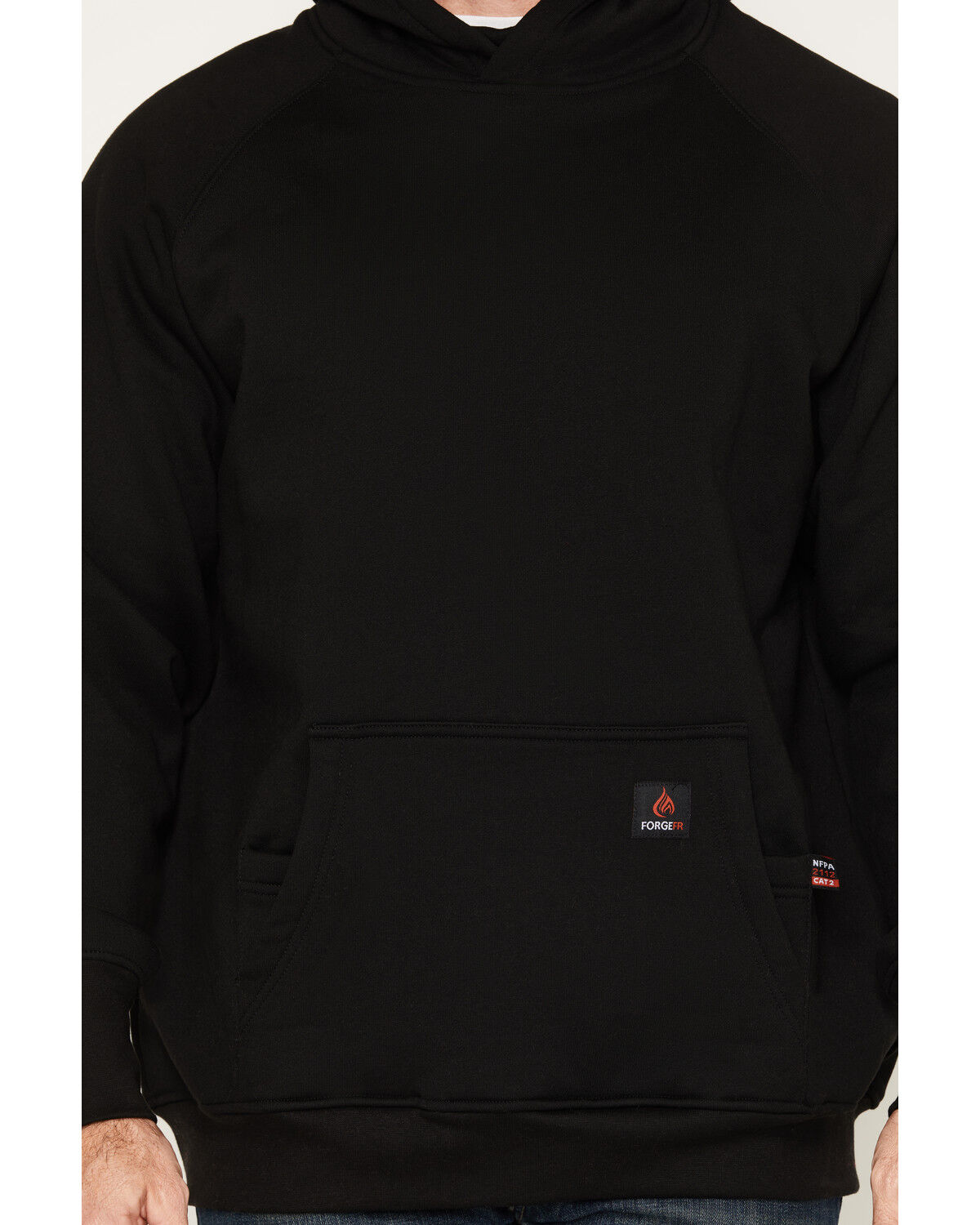 Image #3 - Forge Workwear Men's FR Solid Work Hooded Sweatshirt, Black, hi-res
