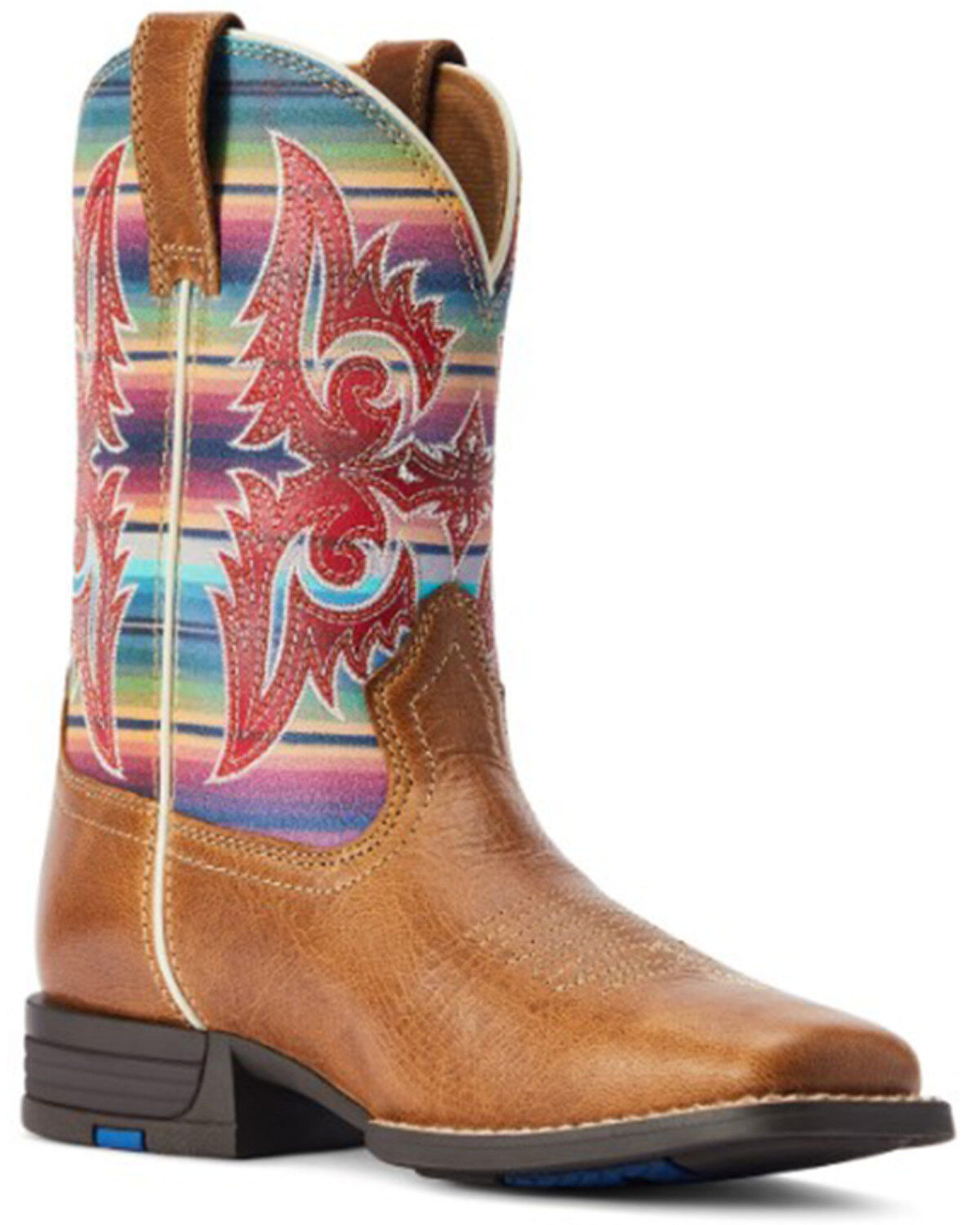 Ariat Girls' Lonestar Shock Shield Serape Stripe Western Boots - Square Toe, Beige/khaki, hi-res