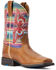 Image #1 - Ariat Girls' Lonestar Shock Shield Serape Stripe Western Boots - Square Toe, Beige/khaki, hi-res