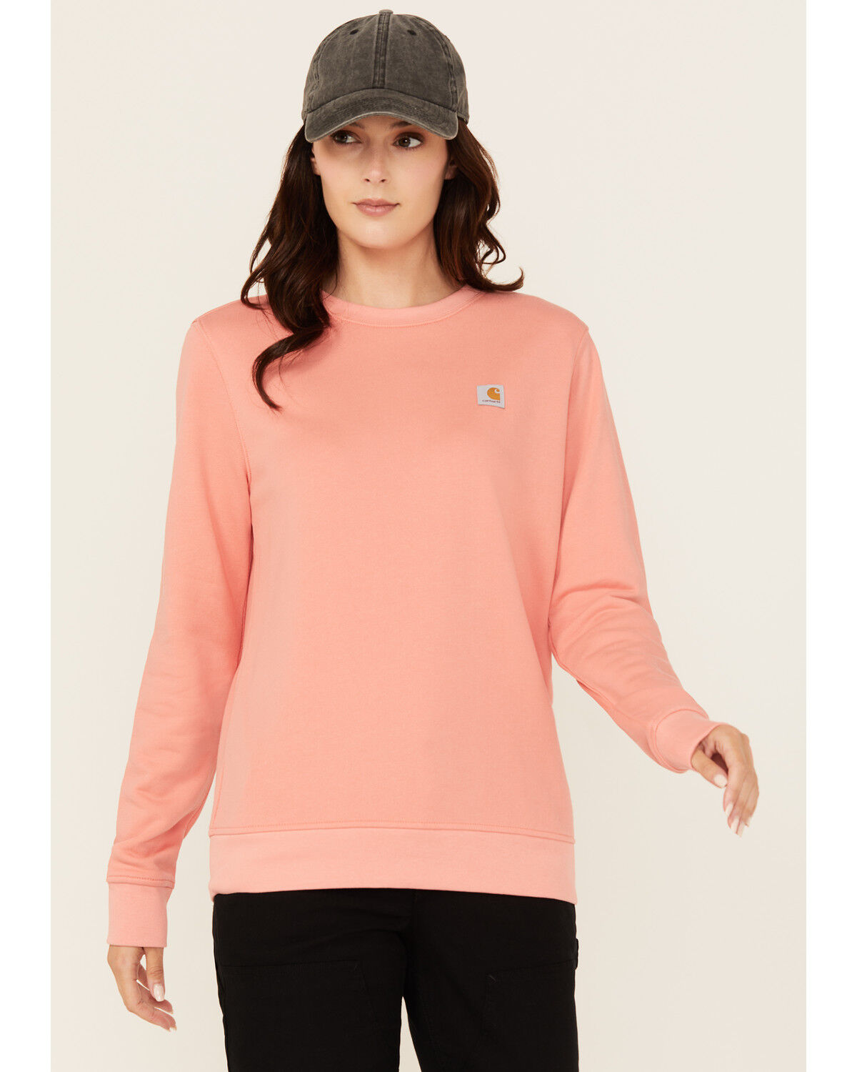 Image #1 - Carhartt Women's Tencel&trade; Fiber Series Relaxed Fit Sweatshirt, Coral, hi-res